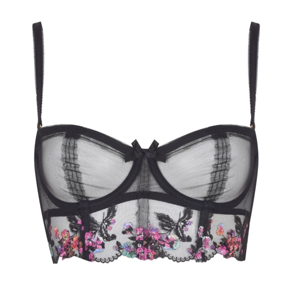 NWT Agent Provocateur Ivey Sheer Black Mesh Longline Bra 32d / 32c / 32dd / 30d - Picture 8 of 9